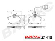 Z1415 BREYKO - KLOCKI HAM. TYLNE Ford Galaxy 95-06, Seat Alhambra 96-10, VW