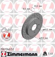 250.1340.52 ZIM - TARCZA HAMULC. FORD FOCUS  98-04 TYŁ 