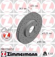 290.2260.52 ZIM - TARCZA HAMULC. JAGUAR XJ8  97-03 