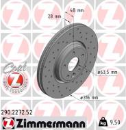 290.2272.52 ZIM - TARCZA HAMULC. JAGUAR XE  15- PRZÓD ZIMMERMANN